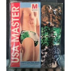 Vintage 90s USA MASTER Animal Print Low Rise Briefs 100% Polyester Medium 32-34